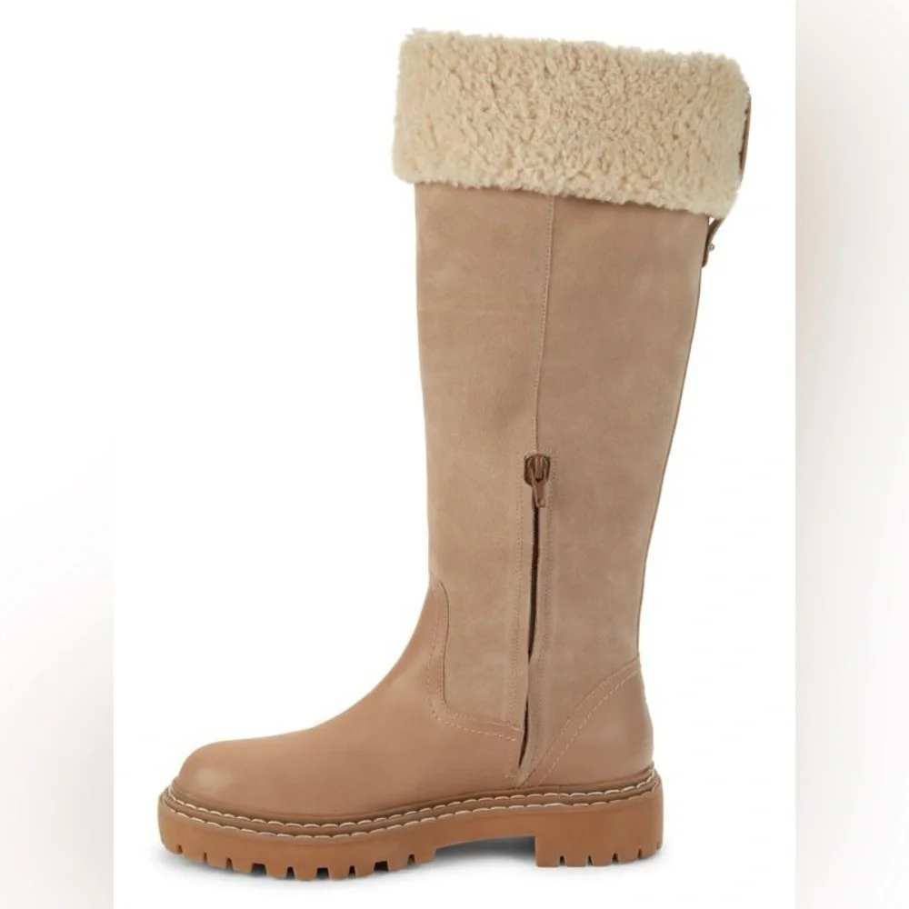 Splendid Antonia Tall Boots with Shearling in Cognac